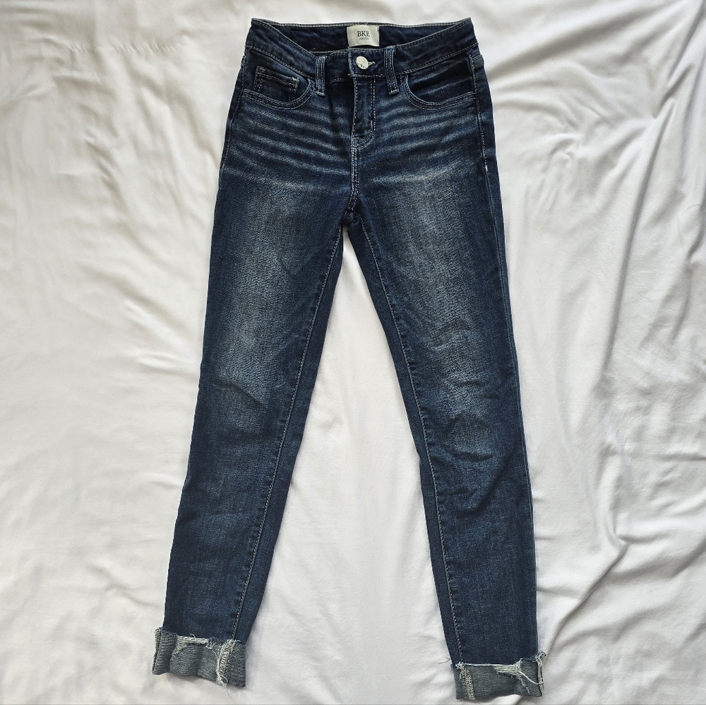 BKE Youth Skinny Jeans Size 12 Adjustable Waist Medium Wash Denim
